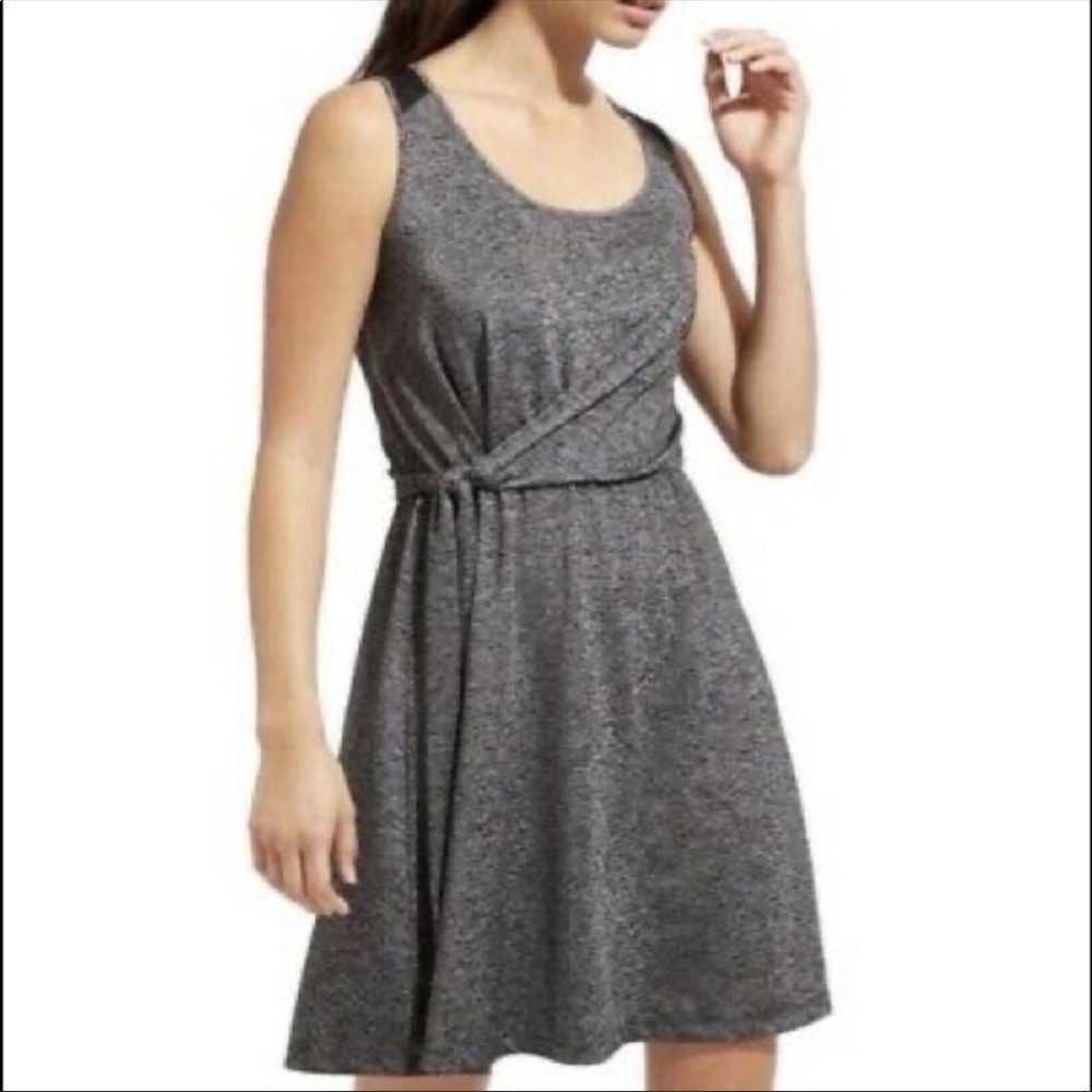 Athleta “Sweet Saturday” Gray Space Dye Faux Wrap Dress Small